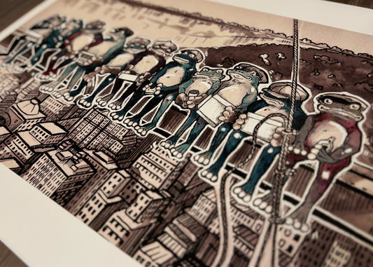 Print „Froggos Atop a Skyscraper (2025)“